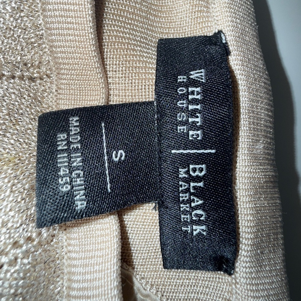 White House Black Market Cream Layered Glitter Top - Picture 8 of 8